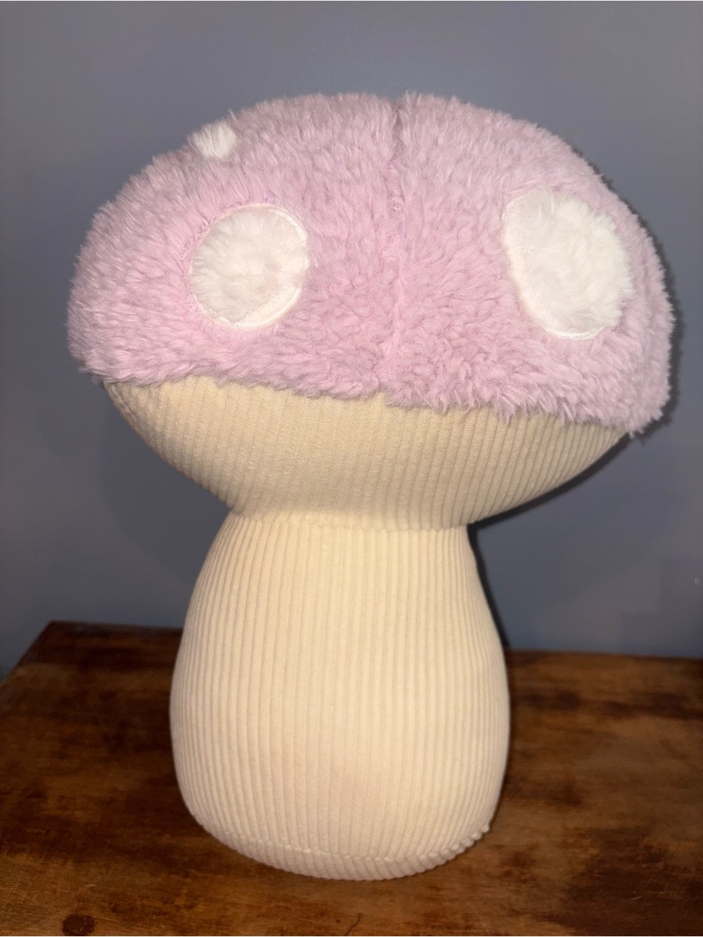 Plush Mushroom Decorative Pillow - Pink & Cream